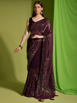 Odette - Georgette Embellished Saree with Unstitched Blouse