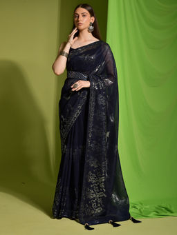 Odette - Georgette Embellished Saree with Unstitched Blouse