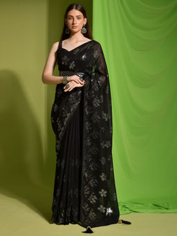 Odette - Georgette Embellished Saree with Unstitched Blouse