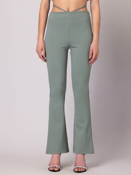 FabAlley - Light Green Flossing Detail Mid Rise Trousers