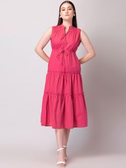 FabAlley - Pink Tiered Cotton Dress