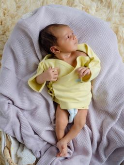 Greendigo - Cotton Premature Baby Clothes; Kimono Style Onesie Bodysuit (0-3 Months)