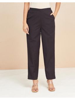 Fabindia - Women Cotton Linen Black Solid Pant