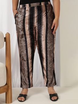 Amydus - Women Velvet Black Stripes Pant