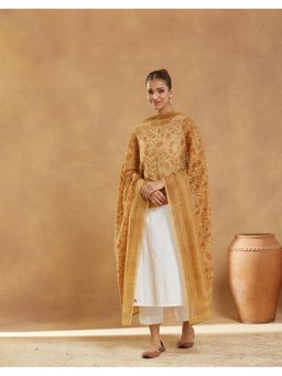 Fabindia - Women Mustard Cotton Silk Printed Dupatta
