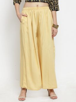 Clora Creation - Women Rayon Beige Solid Palazzo