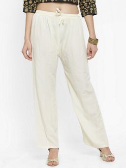 Clora Creation - Women Rayon White Solid Palazzo
