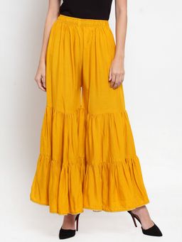 Clora Creation - Women Rayon Mustard Solid Gharara