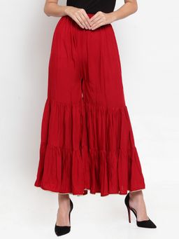 Clora Creation - Women Rayon Maroon Solid Gharara