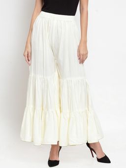 Clora Creation - Women Rayon White Solid Gharara