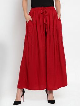 Clora Creation - Women Rayon Maroon Solid Palazzo