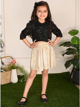 Lilpicks - Sequin Puff Sleeves Top with Skirt (Set of 2)