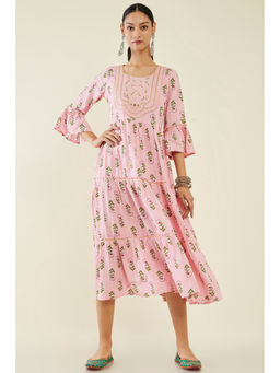 Soch - Women Pink Rayon Printed Kurta