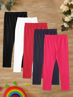 ZION - Multi-Color Solid Skinny Leggings (Pack of 5)