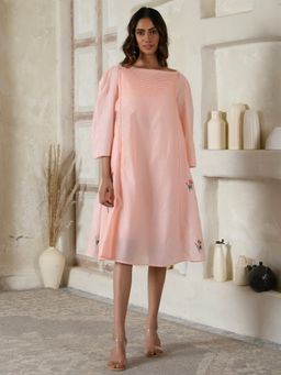 AAVYAM - Pink A-line Embroidered dress