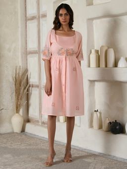 AAVYAM - Pink Embroidery Dress