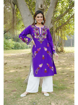 HOUSE OF KARI - Woolen Kashmiri Purple Kurta