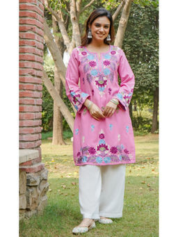HOUSE OF KARI - Woolen Kashmiri Pink Kurta