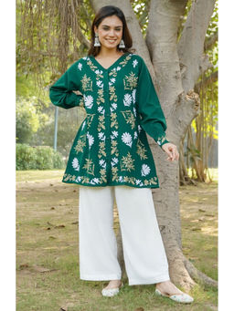 HOUSE OF KARI - Green Woolen Cashion Short Kurta