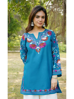 HOUSE OF KARI - Blue Woolen Cashion Short Kurti