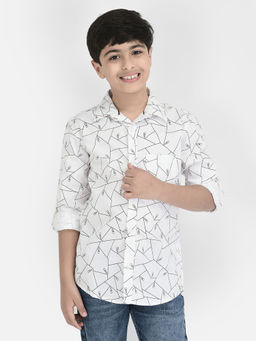 CRIMSOUNE CLUB - White Printed Cotton Shirt