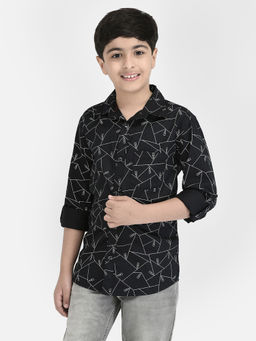 CRIMSOUNE CLUB - Black Printed Cotton Shirt