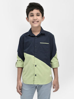 CRIMSOUNE CLUB - Navy Blue Colorblock Shirt