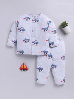 Clt.s - Grey Cotton Knitted Full Sleeve Sweatshirt With Pyjama