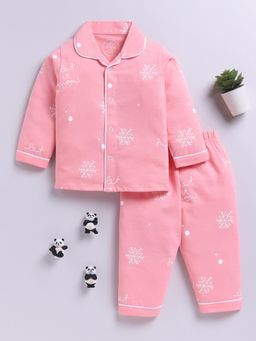Clt.s - Pink Cotton Knitted Full Sleeve Shirt with Pyjama