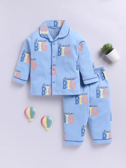 Clt.s - Blue Cotton Knitted Full Sleeve Shirt with Pyjama
