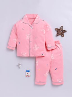Clt.s - Pink Cotton Knitted Full Sleeve Shirt with Pyjama