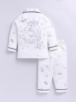 Clt.s - Off-white Cotton Knitted Full Sleeve Shirt with Pyjama