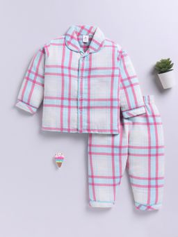 Clt.s - Blue Cotton Checks Full Sleeve Shirt with Pyjama