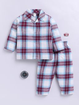 Clt.s - Maroon Cotton Checks Full Sleeve Shirt with Pyjama