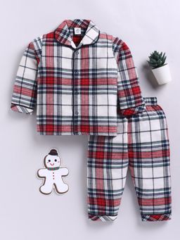 Clt.s - Red Cotton Checks Full Sleeve Shirt with Pyjama
