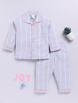 Clt.s - Grey Cotton Full Sleeve Shirt with Pyjama