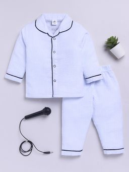 Clt.s - Blue Cotton Full Sleeve Shirt with Pyjama