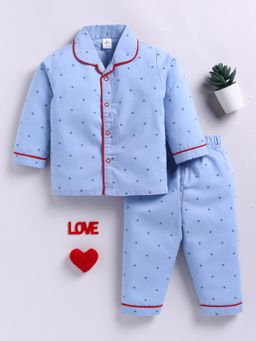 Clt.s - Blue Cotton Full Sleeve Shirt with Pyjama