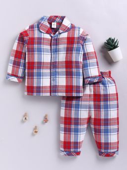Clt.s - Red Cotton Checks Full Sleeve Shirt with Pyjama