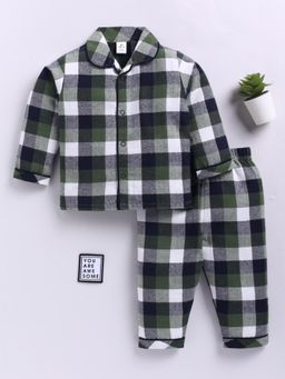 Clt.s - Green Cotton Checks Full Sleeve Shirt with Pyjama