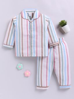 Clt.s - Multi Cotton Striped Full Sleeve Shirt with Pyjama