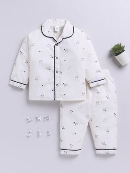 Clt.s - White Cotton Full Sleeve Shirt with Pyjama
