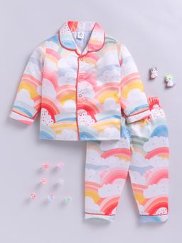 Clt.s - Multi-Colour Satin Full Sleeve Shirt with Pyjama