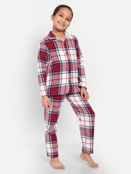 Clt.s - Red Cotton Checks Full Sleeve Shirt with Pyjama
