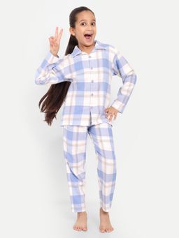 Clt.s - Blue Cotton Checks Full Sleeve Shirt with Pyjama