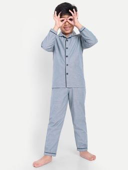 Clt.s - Blue Cotton Full Sleeve Shirt with Pyjama