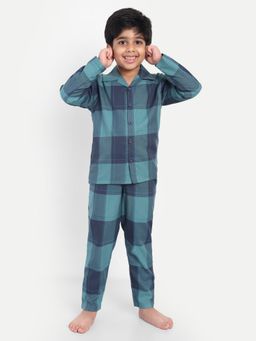 Clt.s - Green Cotton Checks Full Sleeve Shirt with Pyjama