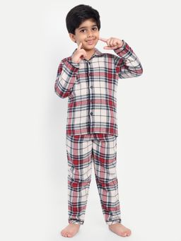 Clt.s - Red Cotton Checks Full Sleeve Shirt with Pyjama