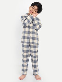 Clt.s - Blue Cotton Checks Full Sleeve Shirt with Pyjama