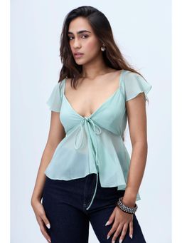 COLOR CAPITAL - Delicate Georgette Mist Top Green